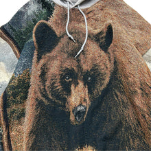 Load image into Gallery viewer, Reworked Bear Wildlife Tapestry Blanket Hoodie (XL)