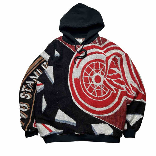 Reworked Detroit Red Wings 1998 Stanley Cup Tapestry Blanket Hoodie [L]