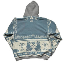 Load image into Gallery viewer, Reworked Cats Tapestry Blanket Hoodie (L)