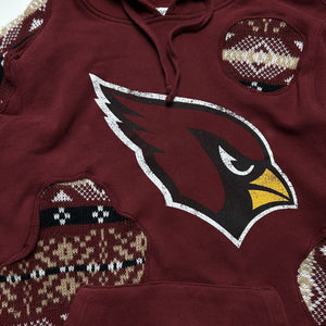 Custom Arizona Cardinals Cutout Patchwork Hoodie Maroon Sz Small