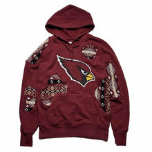 Load image into Gallery viewer, Custom Arizona Cardinals Cutout Patchwork Hoodie Maroon Sz Small