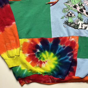 Reworked Have a Nice Trip Tie Dye Patchwork Hoodie [XL]