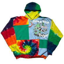 Load image into Gallery viewer, Reworked Have a Nice Trip Tie Dye Patchwork Hoodie [XL]