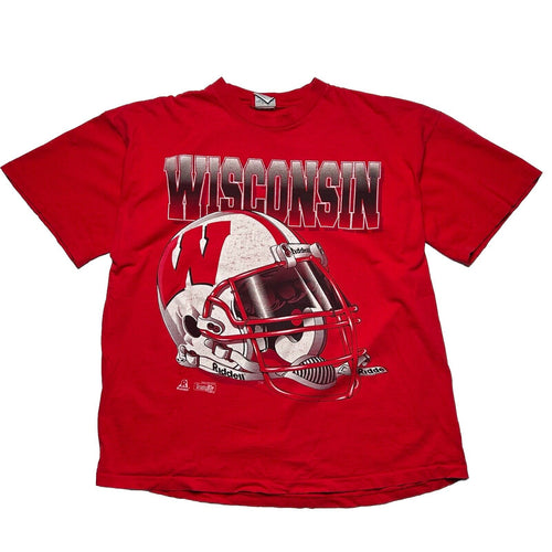 Vintage University of Wisconsin Badgers Football T-Shirt [L]