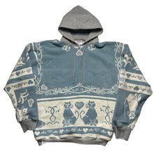 Load image into Gallery viewer, Reworked Cats Tapestry Blanket Hoodie (L)