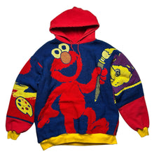 Load image into Gallery viewer, Reworked Elmo and Friends Sesame Street Tapestry Blanket Hoodie (L)