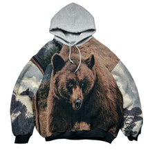 Load image into Gallery viewer, Reworked Bear Wildlife Tapestry Blanket Hoodie (XL)