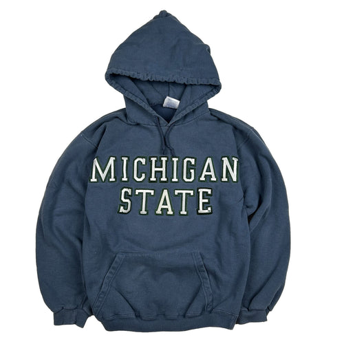 Vintage Michigan State University Spartans Hoodie Sweatshirt Blue Sz Small