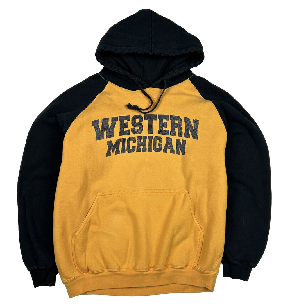 Y2K Western Michigan University Broncos Hoodie Sweatshirt Yellow/Black Sz M
