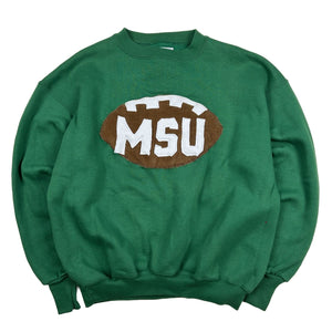 Reworked Michigan State University Football Patch Crewneck Sweatshirt (M)