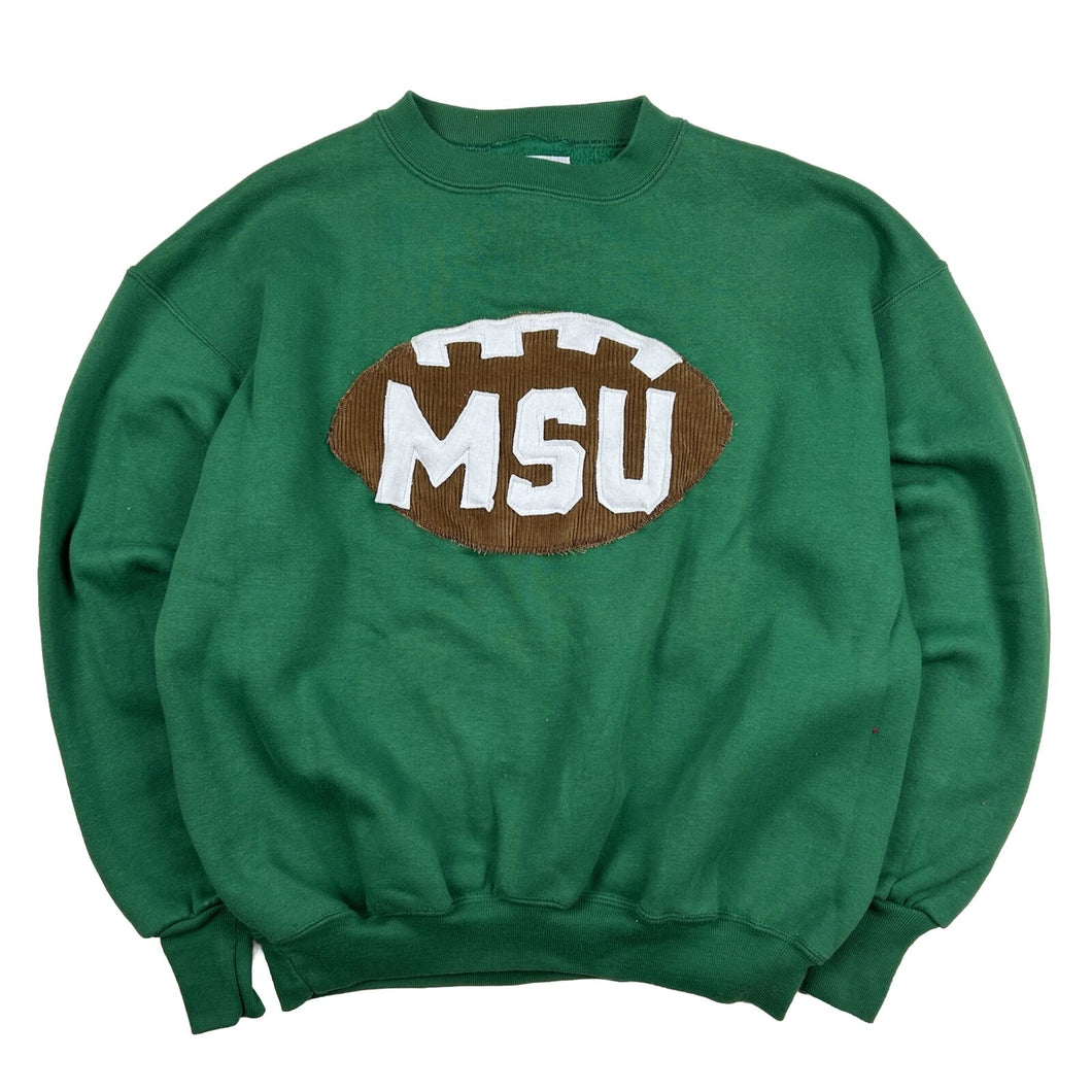 Reworked Michigan State University Football Patch Crewneck Sweatshirt (M)