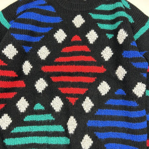 Vintage 90s Geometric Pattern Crewneck Sweater (M)