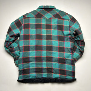Vintage Green/Black Plaid Flannel Pearl Snap Western Shirt [M)