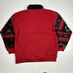 Vintage Bugle Boy Quarter Zip Up Fleece Pullover Sweater (M)
