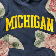 Load image into Gallery viewer, University of Michigan Reworked Rose Patch Hoodie [L]
