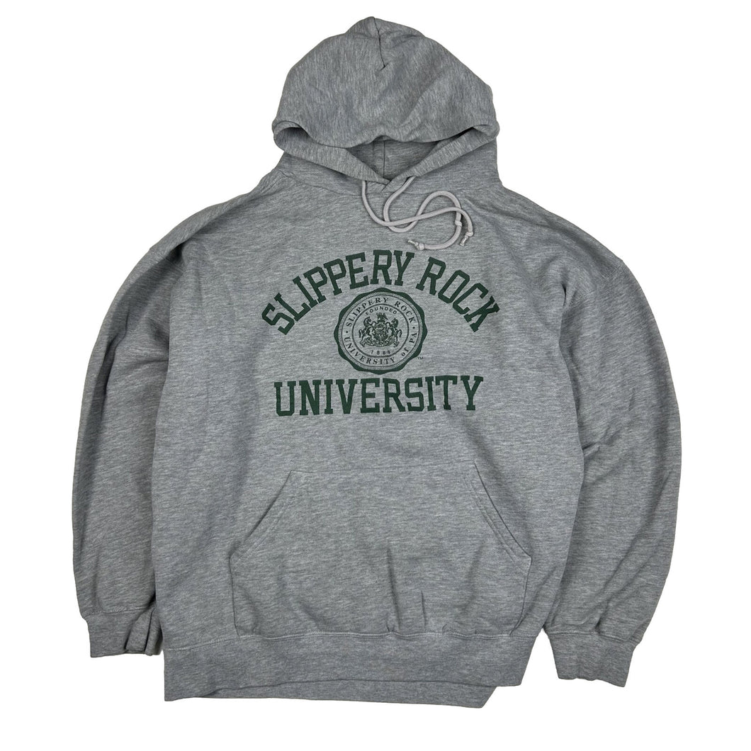 Vintage Slippery Rock University Pullover Hoodie Sweatshirt Gray Jansport Sz XL