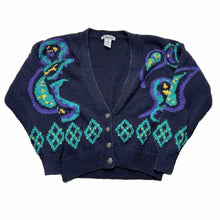 Load image into Gallery viewer, Vintage Blue Paisley Knit Cardigan Sweater [S]