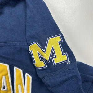 Y2K University of Michigan Wolverines V-Neck Sweatshirt Blue Spell Out (XL)