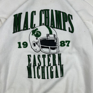 Vintage Eastern Michigan University Hurons 1987 MAC Champions Crewneck Sz L