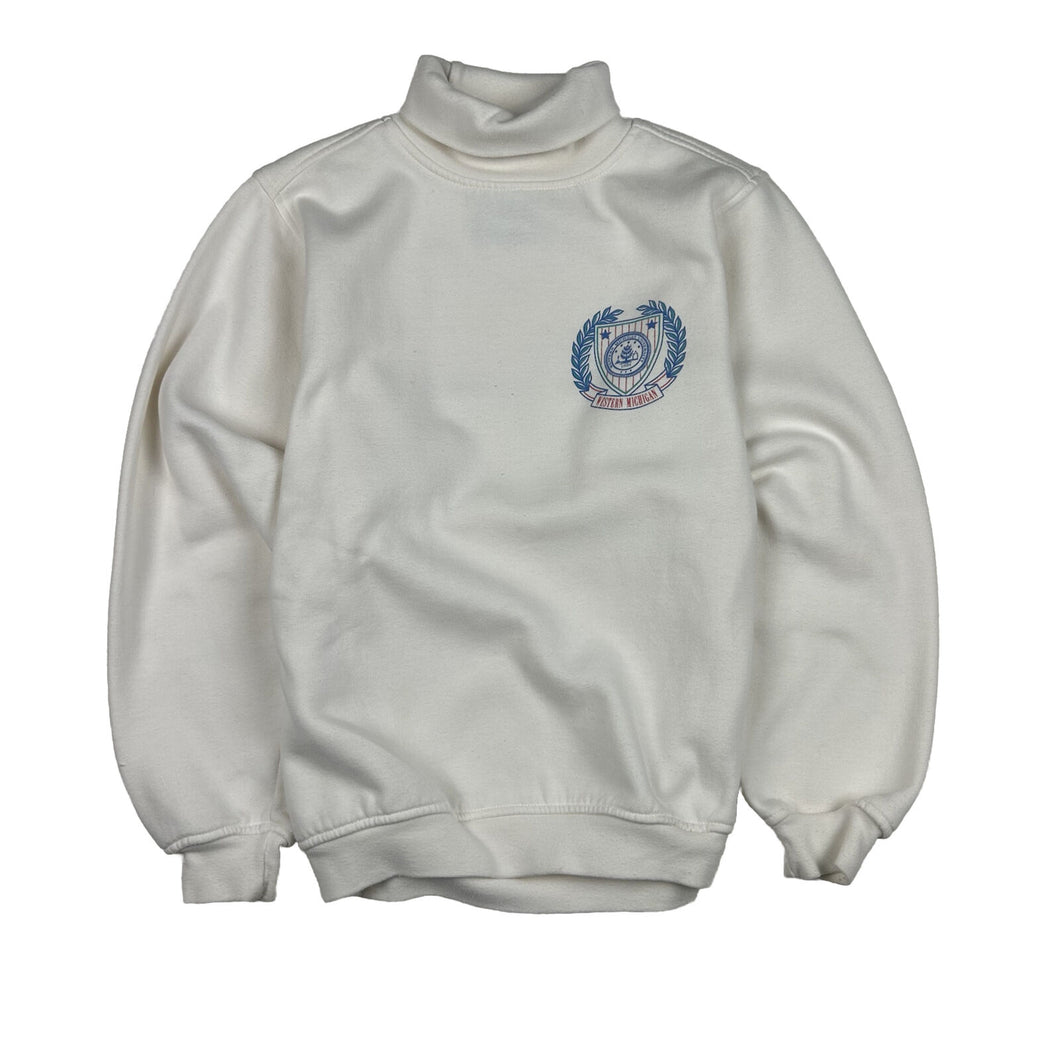 Vintage Western Michigan University Broncos White Turtleneck Sweatshirt Sz Small
