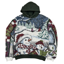 Load image into Gallery viewer, Reworked Blanket Hoodie - Singing Snowmen (Medium)